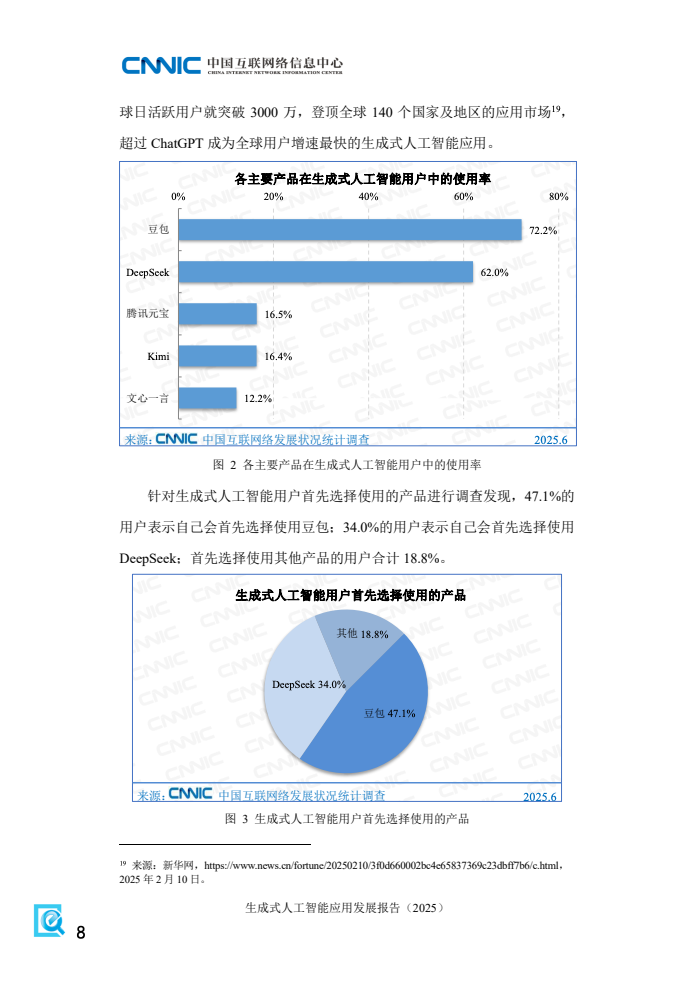 CNNIC:2025年生成式人工智能应用发展报告